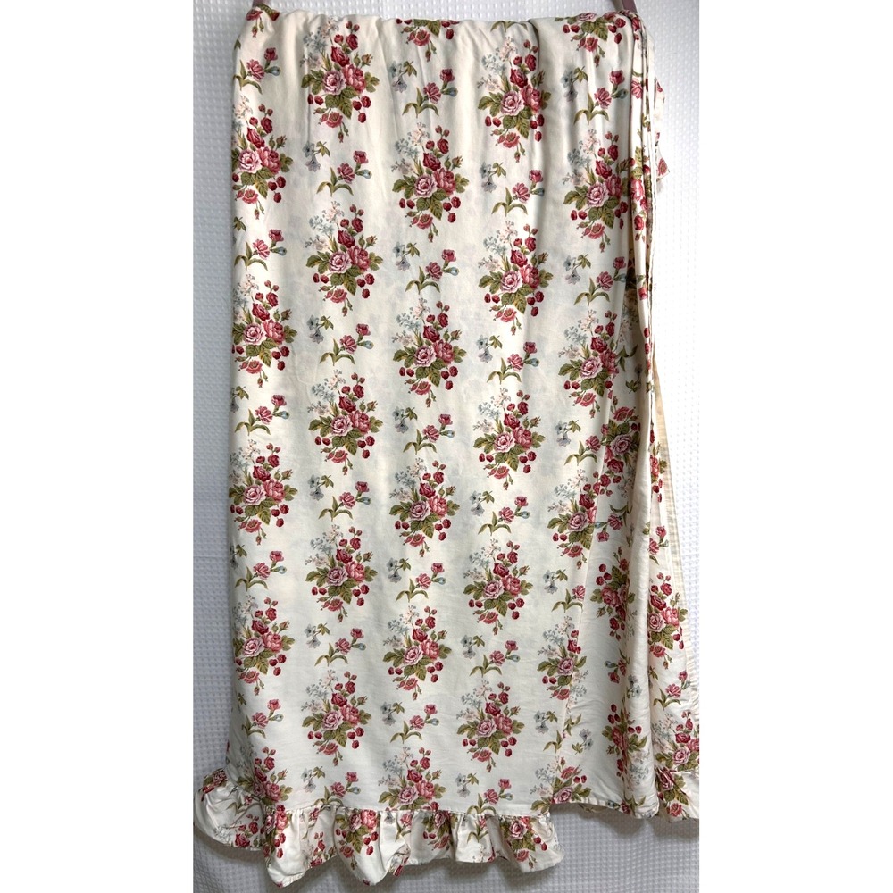 Vintage Ralph Lauren Italy Emily Anne Flat QUEEN Bed Sheet Floral Roses Ruffle